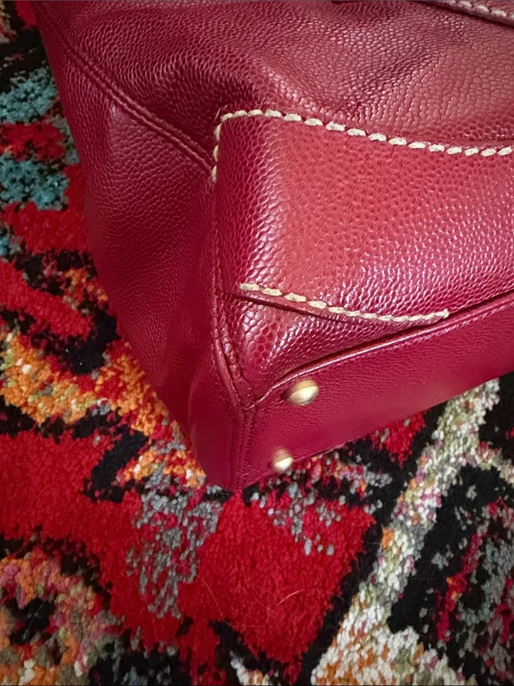 Chanel Red Caviar Small CC Tote series 9. Bag only